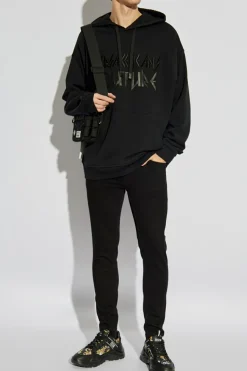 Versace Jeans Couture CZARNY Bluza z kapturem
