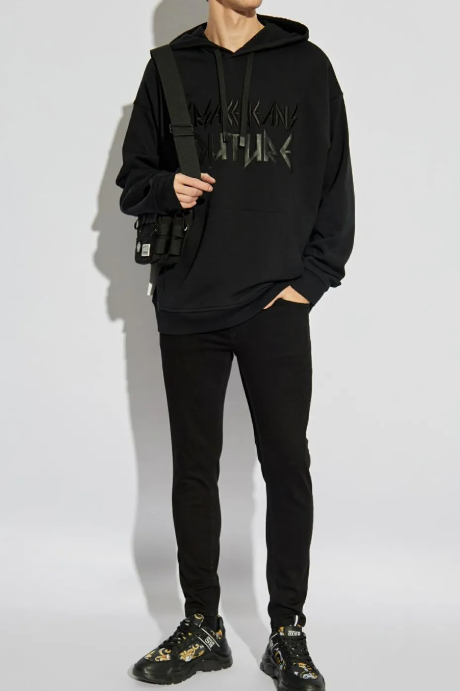 Versace Jeans Couture CZARNY Bluza z kapturem