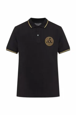 Versace Jeans Couture CZARNY Polo z wyszytym logo