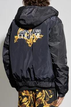 Versace Jeans Couture CZARNY Dwustronna kurtka z odpinanym kapturem