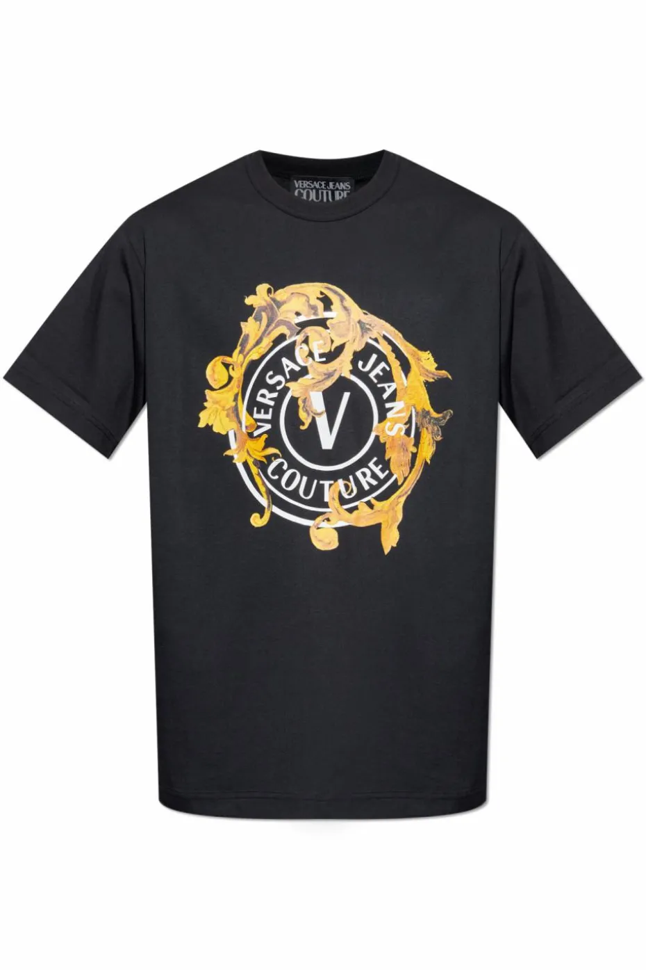 Versace Jeans Couture CZARNY T-shirt z nadrukowanym logo