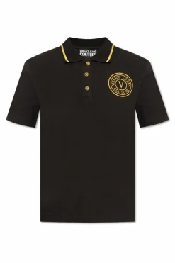 Versace Jeans Couture CZARNY Polo z logo