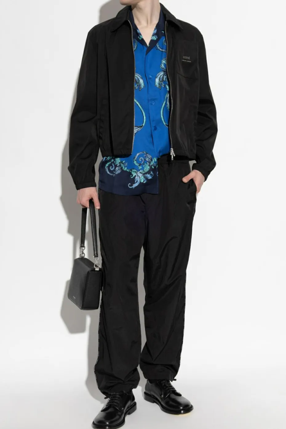 Versace Jeans Couture CZARNY Ortalionowe spodnie