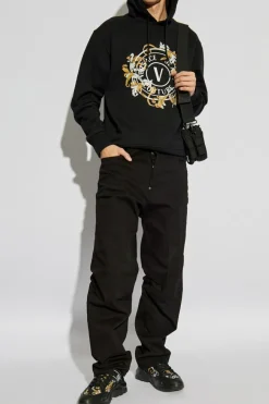Versace Jeans Couture CZARNY Bluza z kapturem