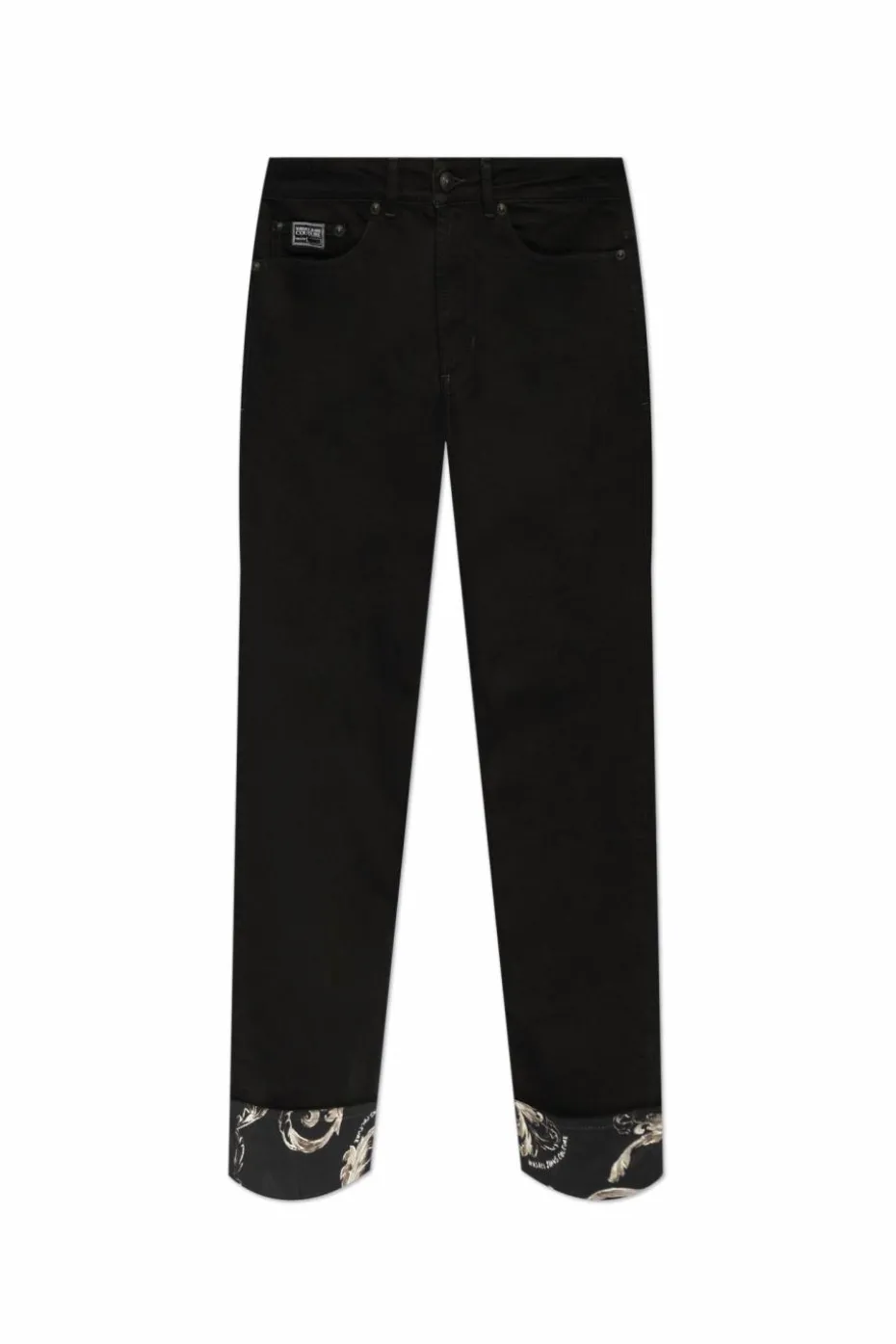 Versace Jeans Couture CZARNY Jeansy z nadrukiem `Barocco` na kieszeniach