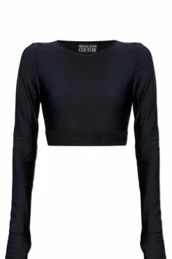 Versace Jeans Couture CZARNY Krótki top z długimi rękawami