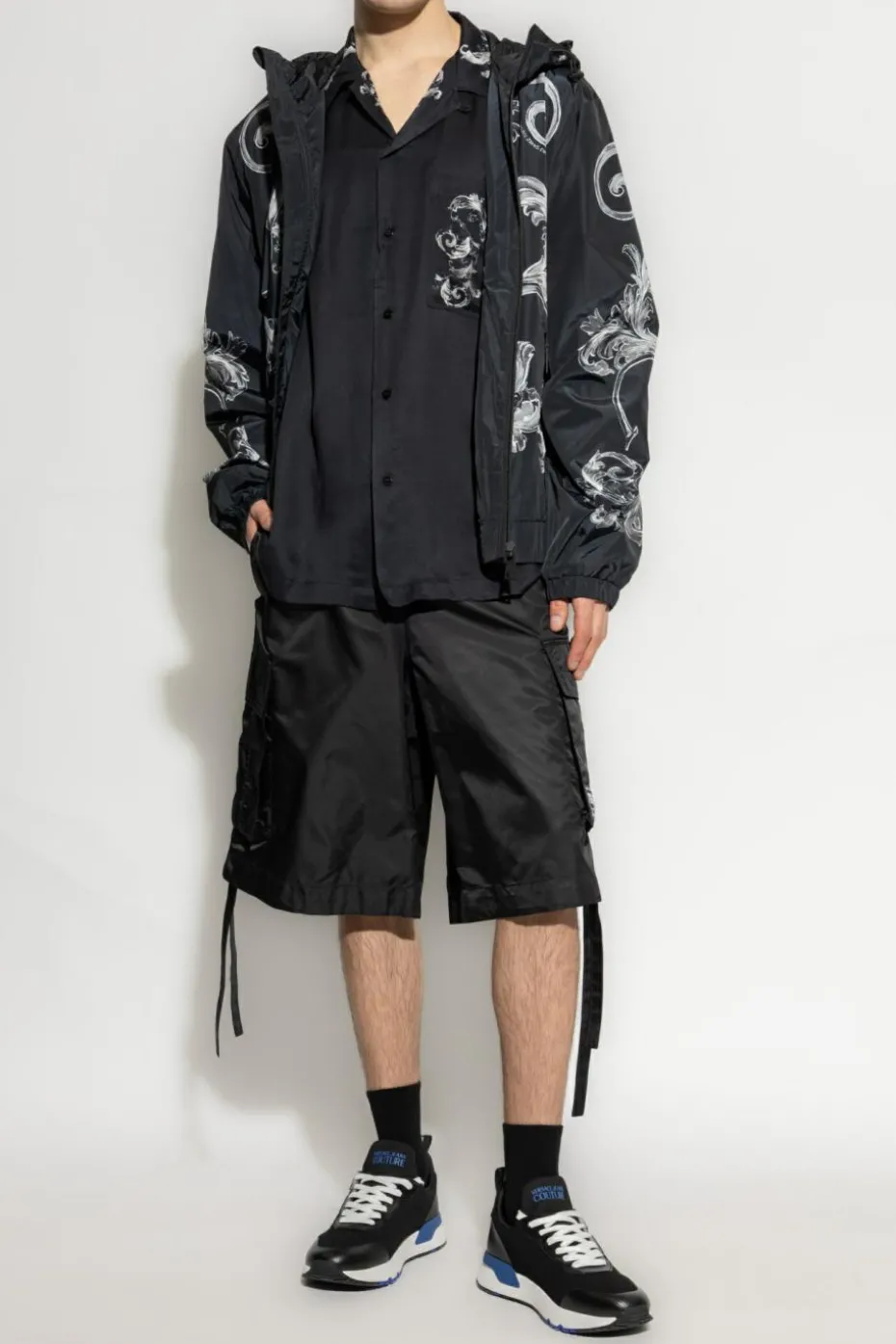 Versace Jeans Couture CZARNY Kurtka z kapturem