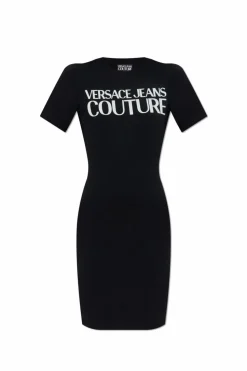 Versace Jeans Couture CZARNY Sukienka z nadrukowanym logo