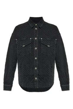 Versace Jeans Couture CZARNY Jeansowa koszula z efektem `vintage`
