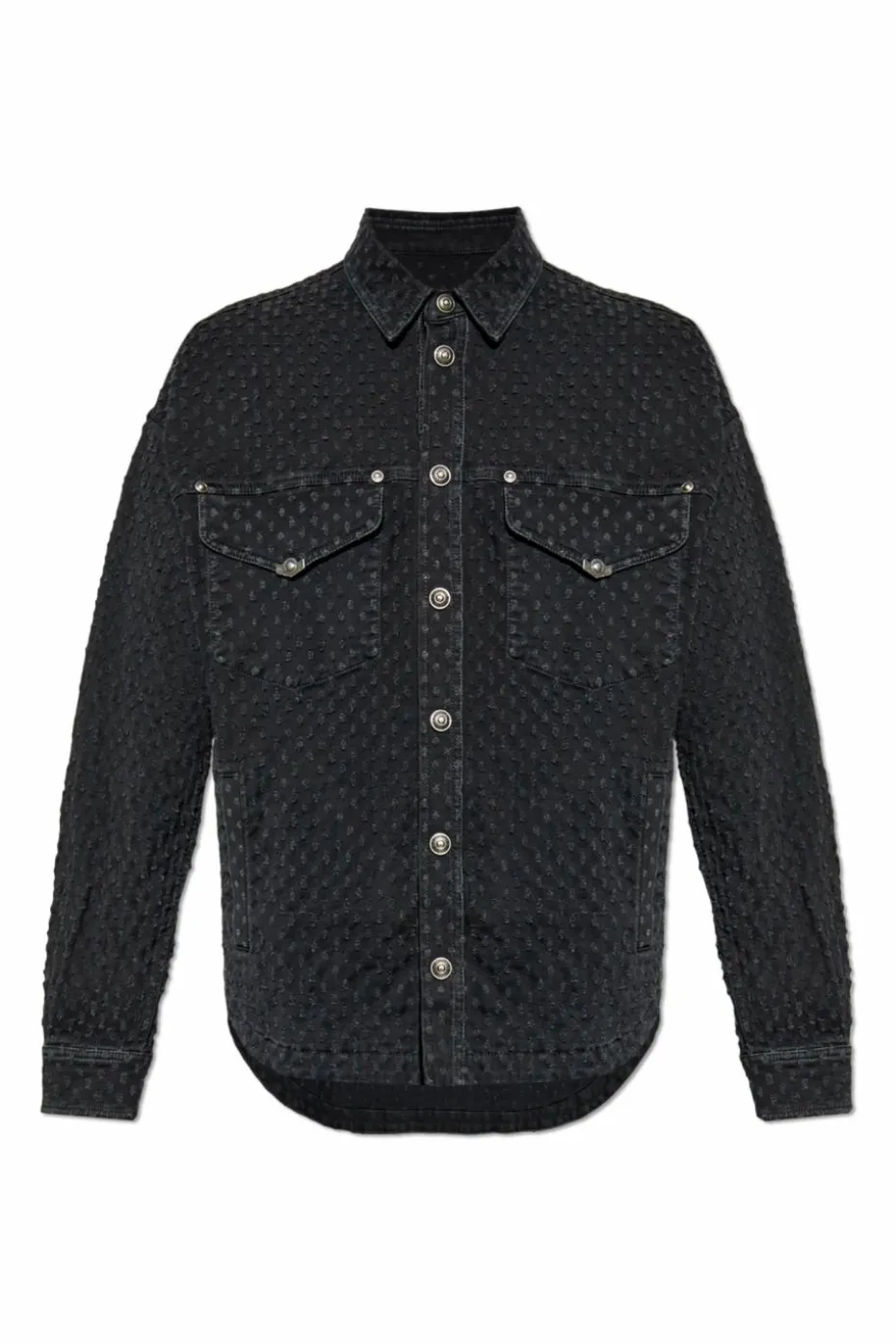Versace Jeans Couture CZARNY Jeansowa koszula z efektem `vintage`