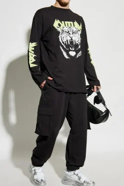 Versace Jeans Couture CZARNY T-shirt z długimi rękawami