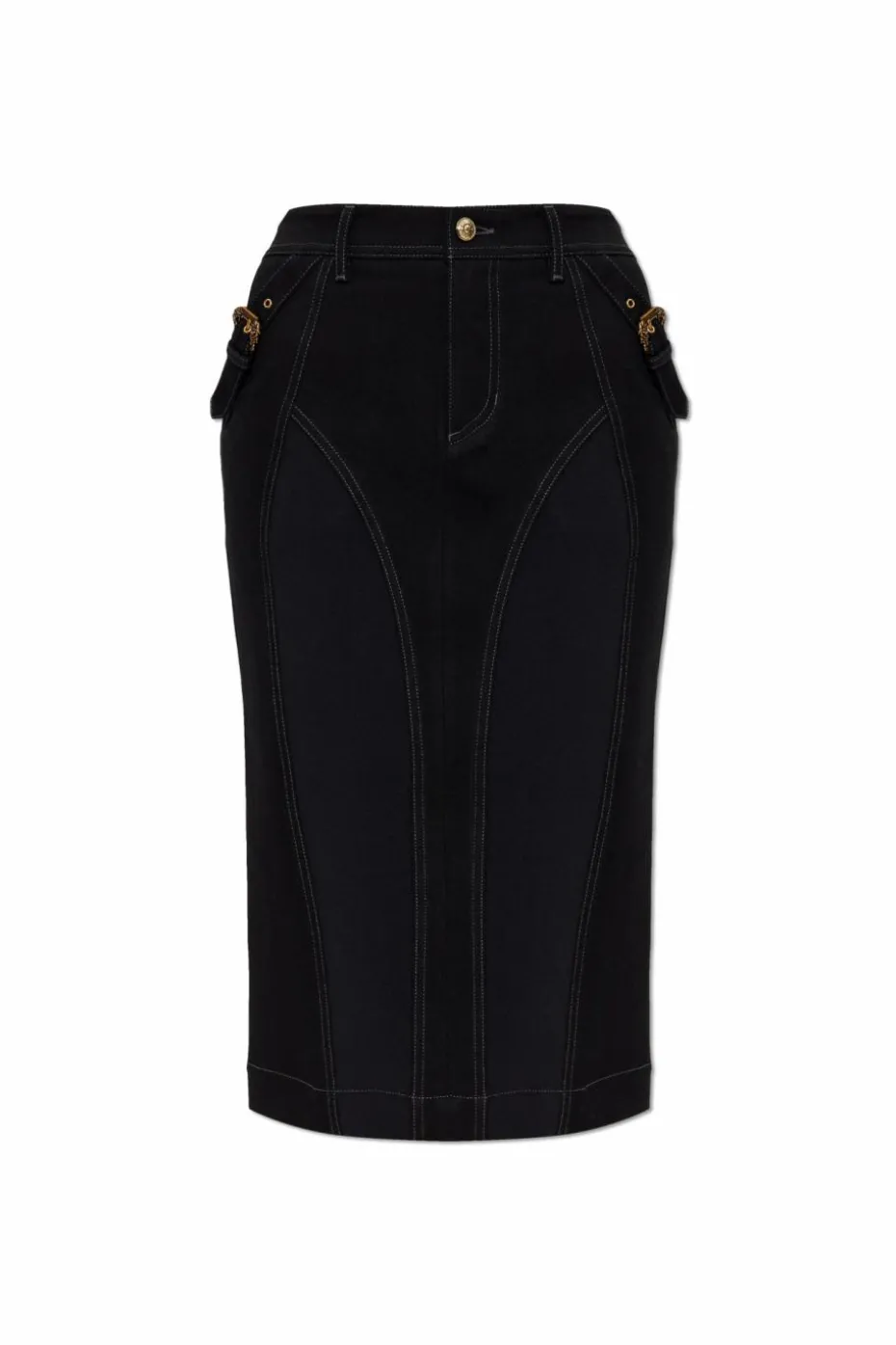 Versace Jeans Couture CZARNY Spódnica z rozcięciem z tyłu