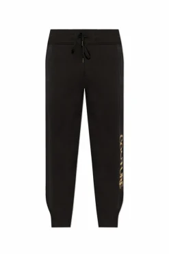 Versace Jeans Couture CZARNY Spodnie dresowe z nadrukowanym logo