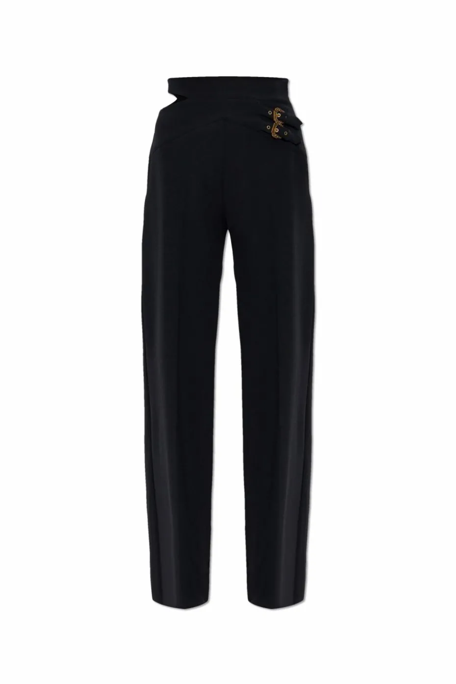 Versace Jeans Couture CZARNY Spodnie z dekoracyjnym rozcięciem w pasie