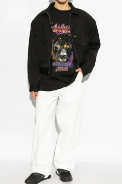 Versace Jeans Couture CZARNY T-shirt z nadrukiem