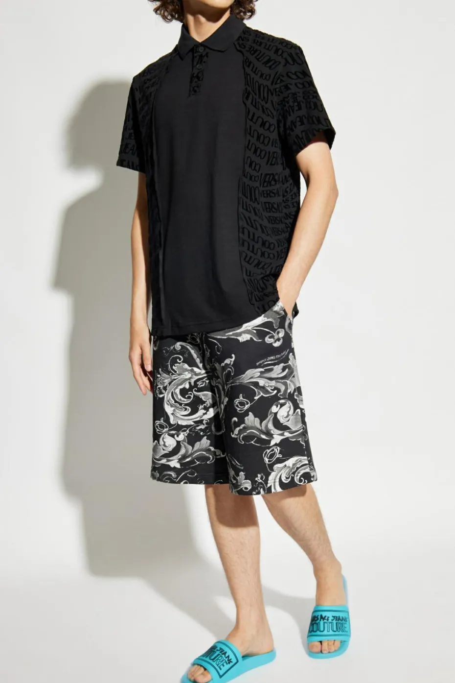 Versace Jeans Couture CZARNY Polo z logo