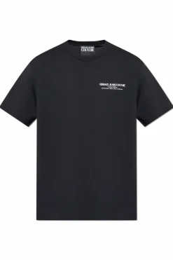 Versace Jeans Couture CZARNY T-shirt z nadrukiem