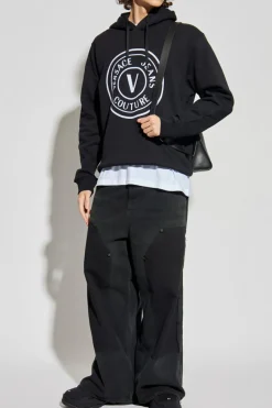Versace Jeans Couture CZARNY Bluza z kapturem