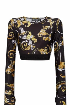 Versace Jeans Couture CZARNY Krótki top z nadrukiem `Outline Barocco`