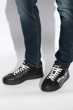 Versace Jeans Couture CZARNY Buty sportowe z nadrukowanym logo