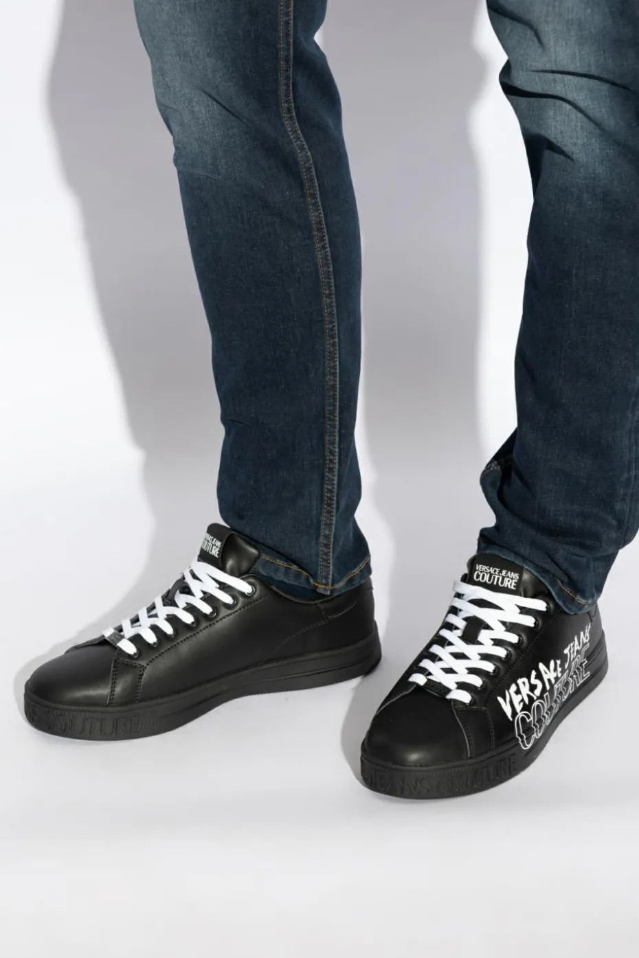 Versace Jeans Couture CZARNY Buty sportowe z nadrukowanym logo