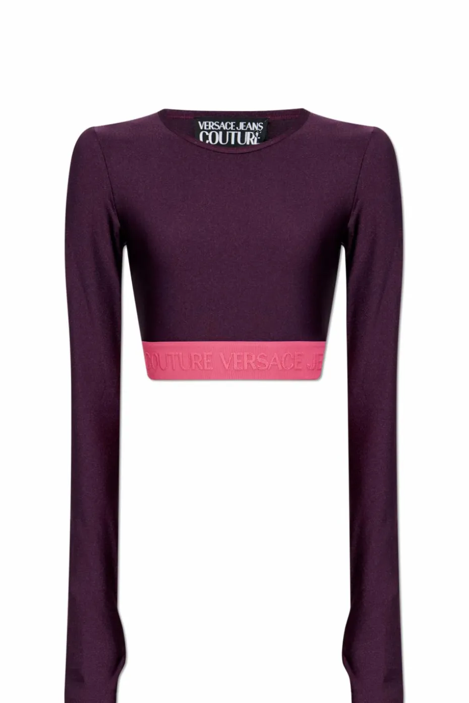 Versace Jeans Couture FIOLETOWY Krótki top z długimi rękawami