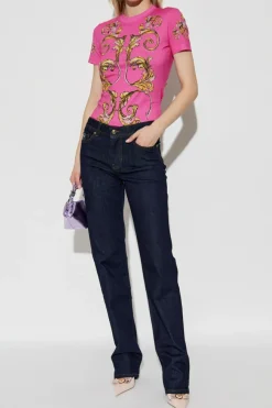 Versace Jeans Couture GRANATOWY Jeansy z nogawkami o prostym kroju