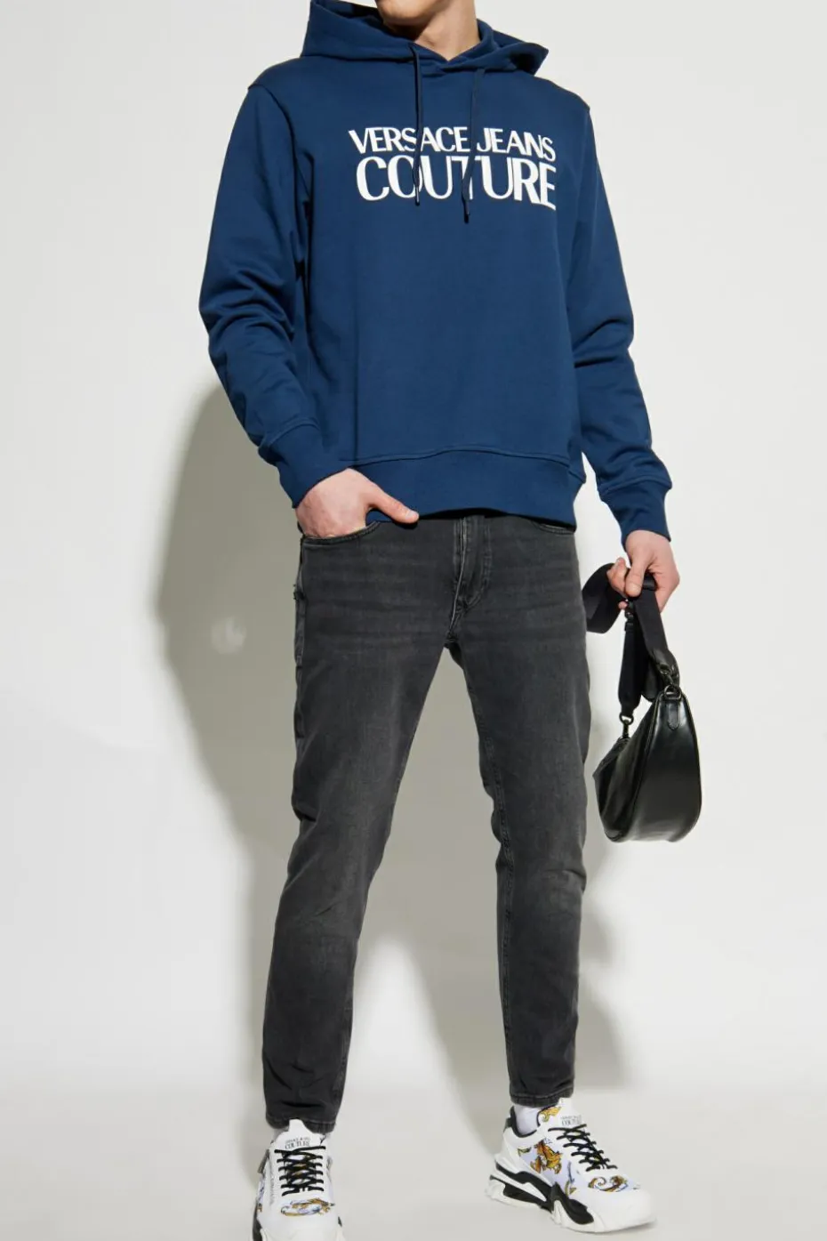 Versace Jeans Couture GRANATOWY Buza z kapturem