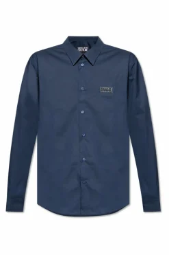 Versace Jeans Couture GRANATOWY Koszula z aplikacją z logo