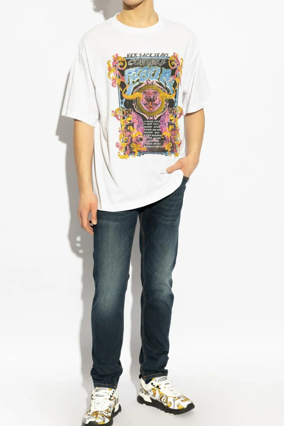 Versace Jeans Couture GRANATOWY Jeansy ze zwężanymi nogawkami