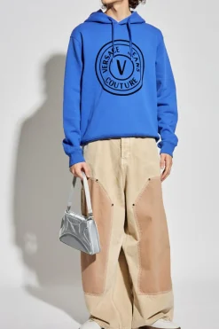 Versace Jeans Couture NIEBIESKI Bluza z kapturem