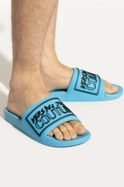 Versace Jeans Couture NIEBIESKI Klapki z logo