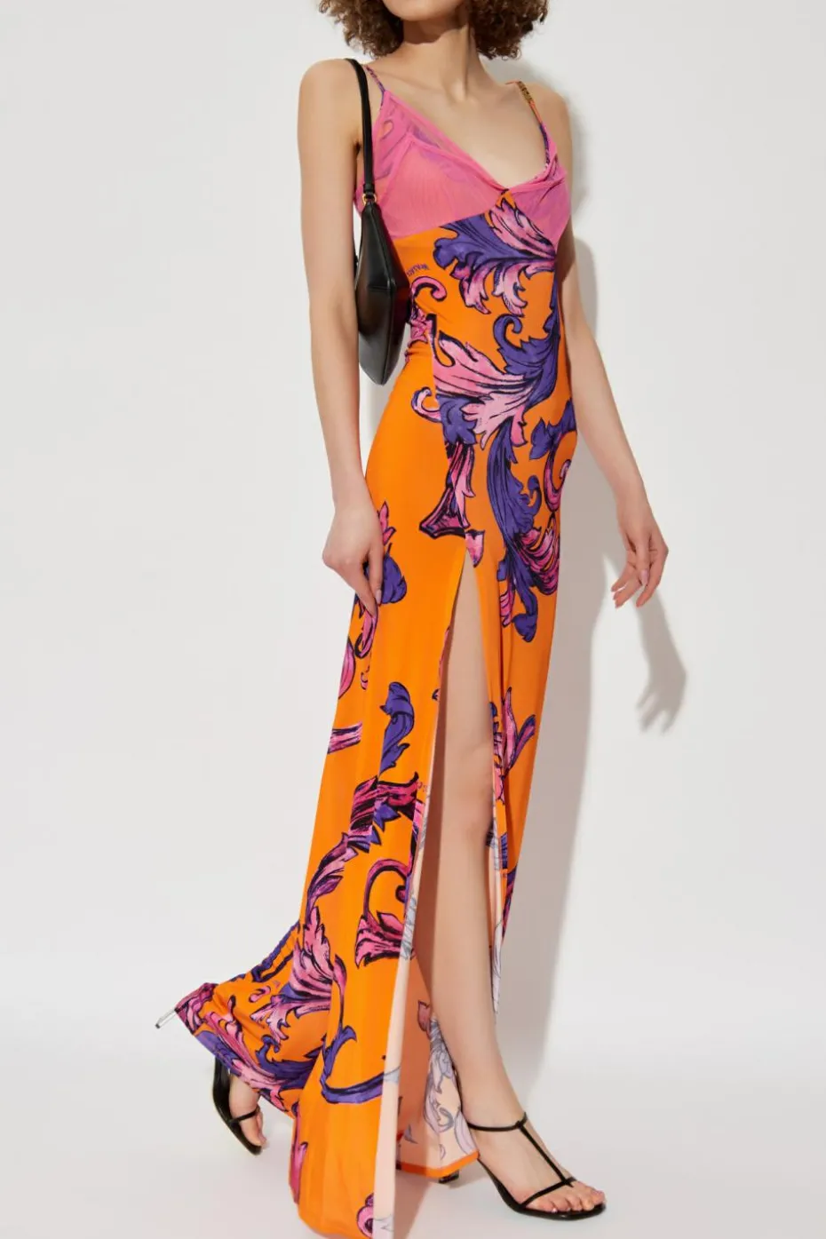 Versace Jeans Couture POMARAŃCZOWY Sukienka z rozcięciem z przodu