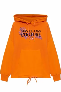 Versace Jeans Couture POMARAŃCZOWY Bluza z kapturem