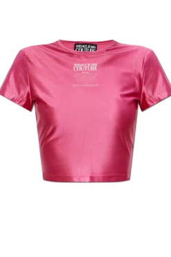Versace Jeans Couture RÓŻOWY T-shirt z nadrukiem