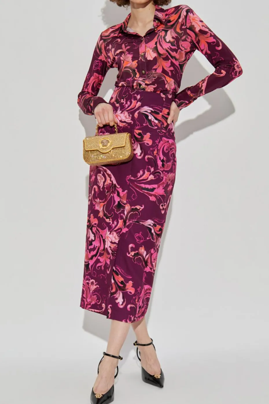 Versace Jeans Couture RÓŻOWY Spódnica z rozcięciem z tyłu