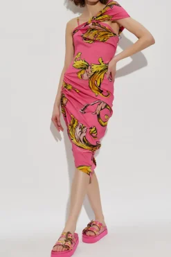 Versace Jeans Couture RÓŻOWY Sukienka z nadrukiem `Barocco`