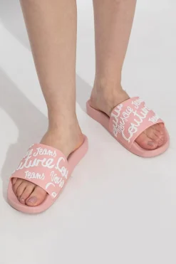 Versace Jeans Couture RÓŻOWY Gumowe klapki z logo