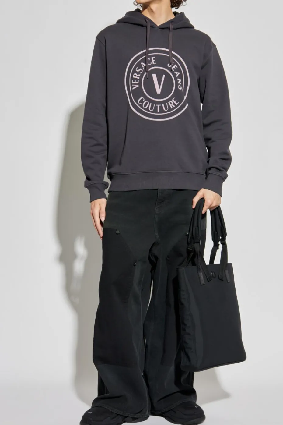Versace Jeans Couture SZARY Bluza z kapturem
