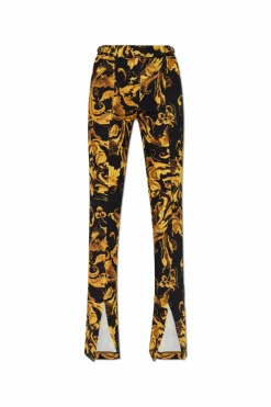 Versace Jeans Couture ŻÓŁTY Spodnie z rozszerzanymi nogawkami z rozcięciem