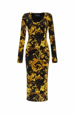 Versace Jeans Couture ŻÓŁTY Sukienka z nadrukiem `Barocco`