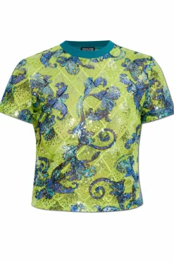 Versace Jeans Couture ZIELONY Cekinowy t-shirt