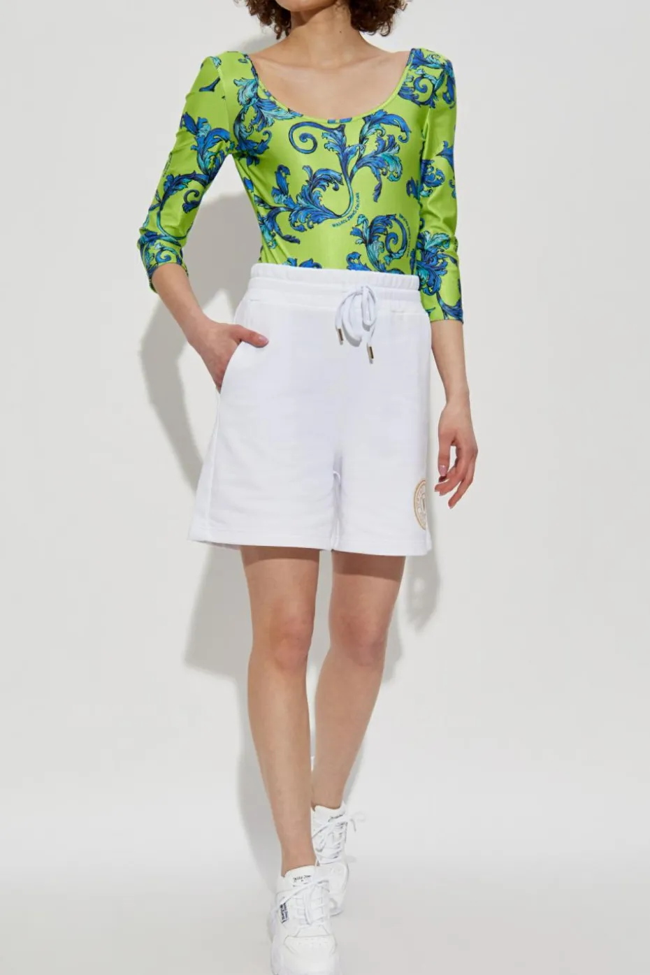 Versace Jeans Couture ZIELONY Body z nadrukiem `Barocco`