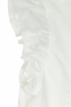 Versace Kids BIAŁY Bawełniana sukienka z ażurowym wzorem