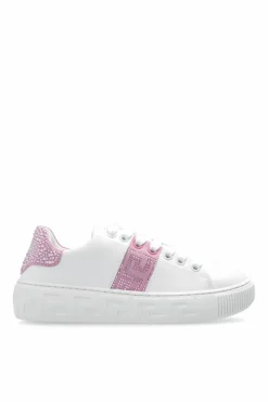 Versace Kids BIAŁY Buty sportowe z połyskującymi kryształami