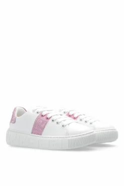Versace Kids BIAŁY Buty sportowe z połyskującymi kryształami