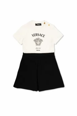 Versace Kids BIAŁY Rozkloszowana sukienka