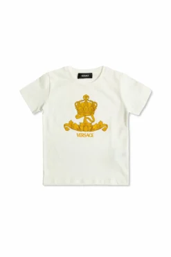 Versace Kids BIAŁY T-shirt z nadrukiem charakterystycznej głowy Meduzy