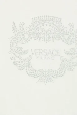 Versace Kids BIAŁY T-shirt z połyskującym nadrukiem