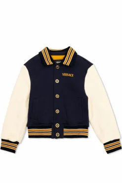 Versace Kids GRANATOWY Bawełniana kurtka z wyszytym logo